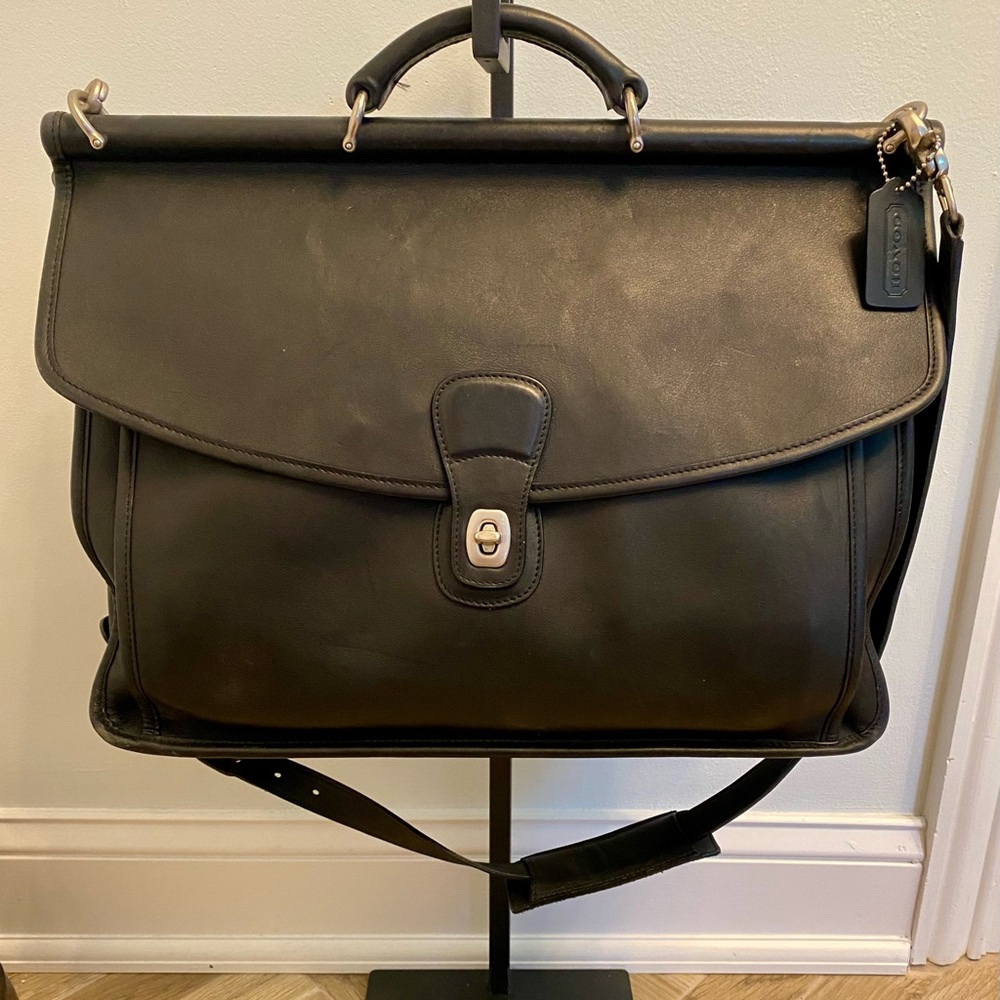 Coach Black Laptop Bag with Top Handle and Shoulder Strap